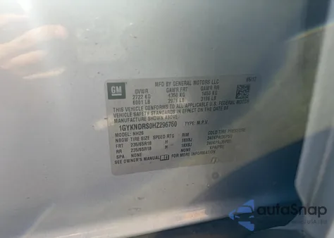 2017 Cadillac Xt5 Luxury z USA, uszkodzony, nr VIN 1GYKNDRS0HZ296760